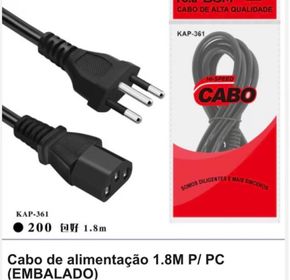 Kit10pc cabo de força 1,80m para computador